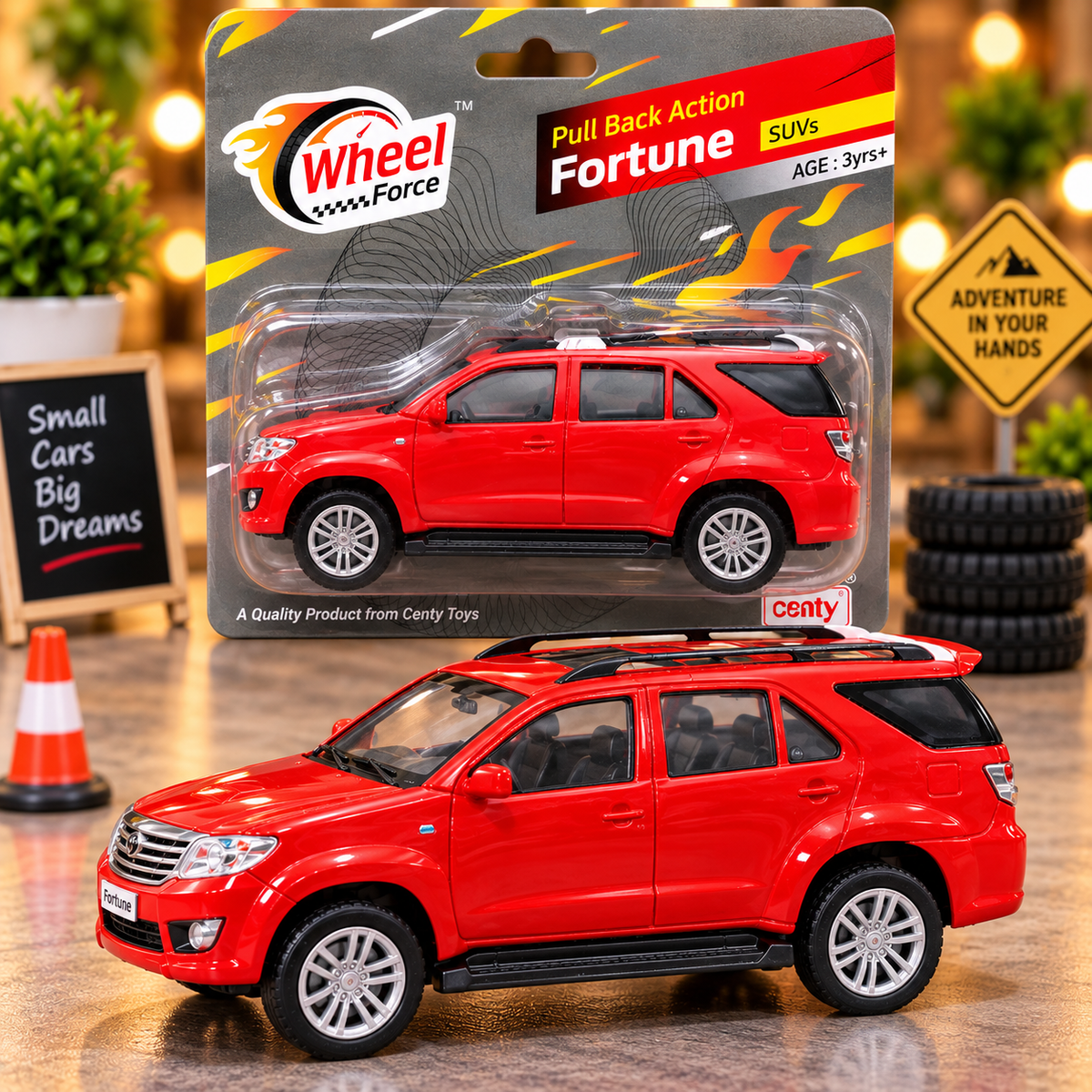 Wheel Force Fortune SUV Pull Back Toy Car – Realistic Miniature SUV with Detailed Body & Smooth Wheels | Red | 3 Years+