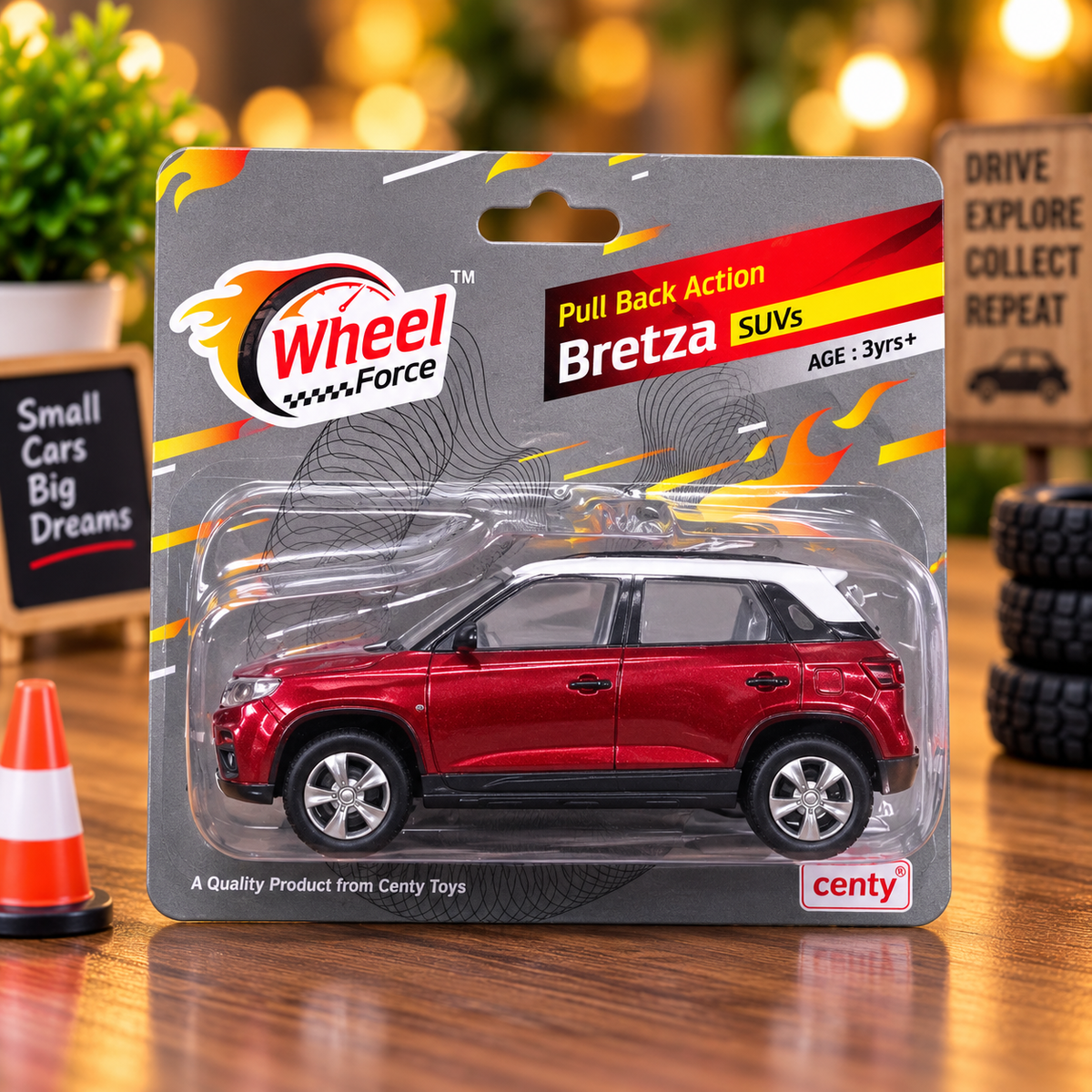 Wheel Force Bretza SUV Pull Back Toy Car – Realistic Miniature SUV with Smooth Wheels | Red & White | 3 Years+