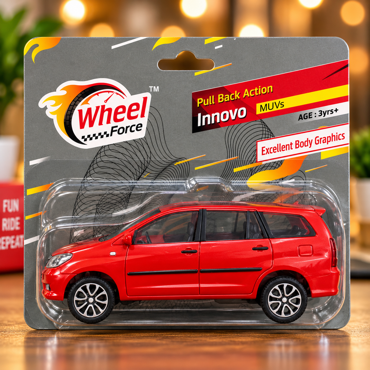 Wheel Force Innovo MUV Pull Back Toy Car – Realistic Miniature Car with Detailed Body & Smooth Wheels | Red | 3 Years+