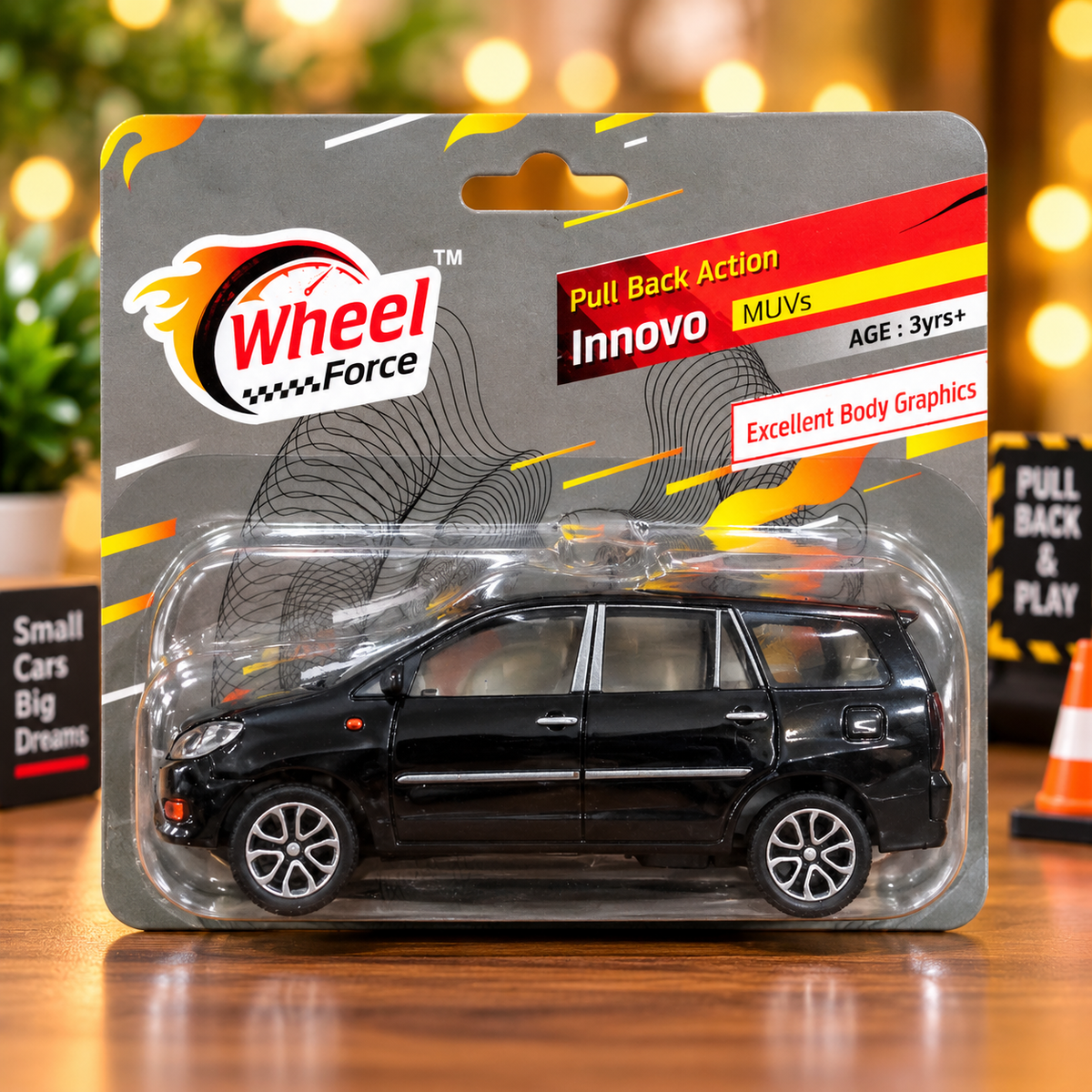 Wheel Force Innovo MUV Pull Back Toy Car – Realistic Miniature Vehicle with Smooth Wheels | Black | 3 Years+