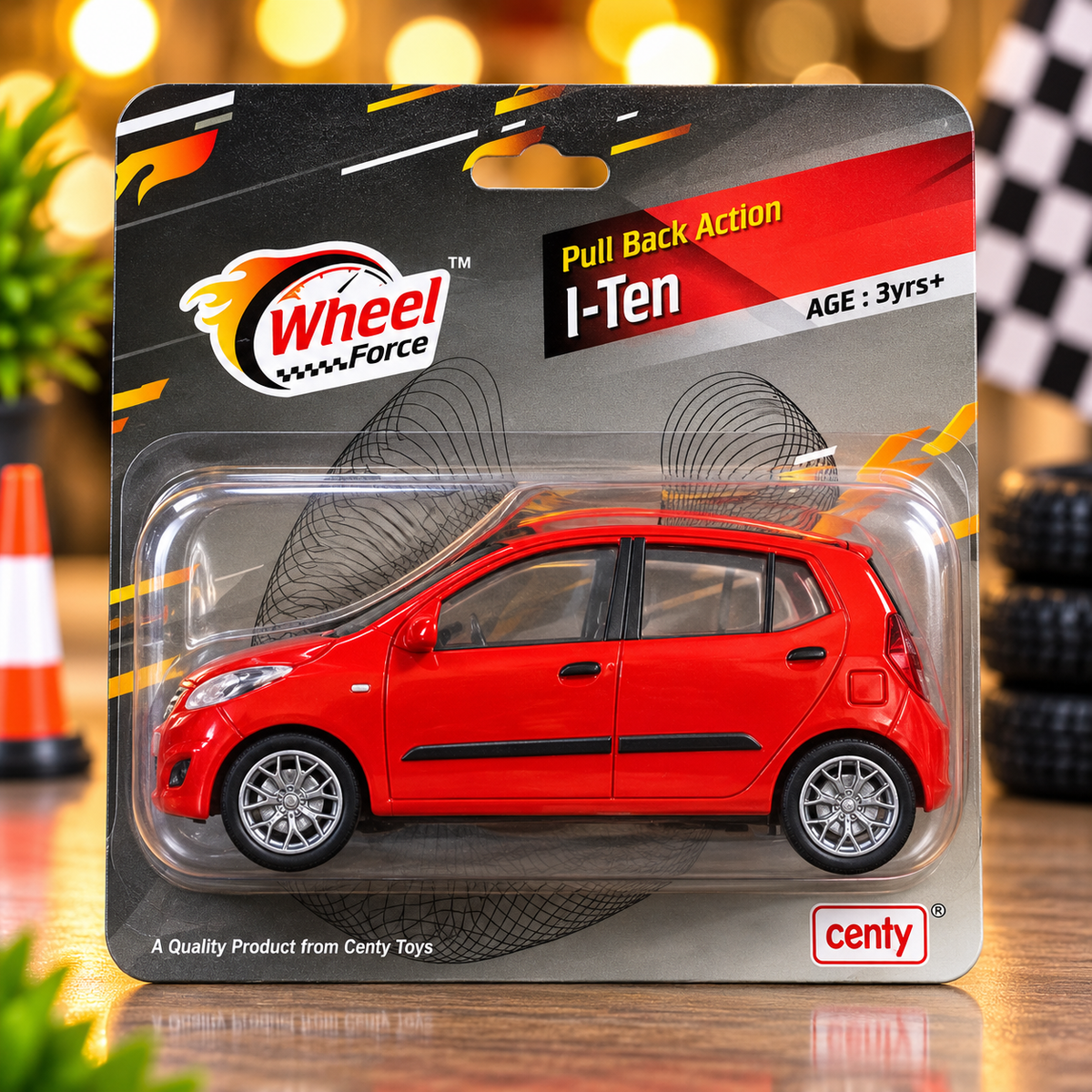 Centy Wheel Force I-Ten Toy Car – Red Pull Back Action Miniature Hatchback Car for Kids | Ages 3+