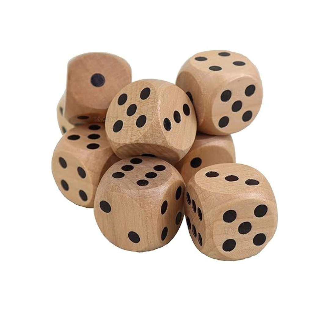 Pack of 4 Wooden Medium Dice – Black Dots