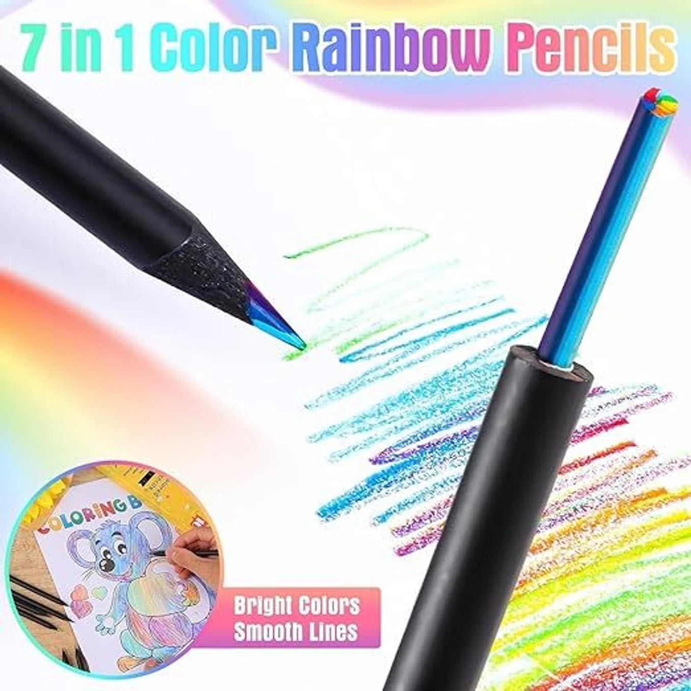 🌈 Rainbow Colour Pencil ✏️Single Piece
