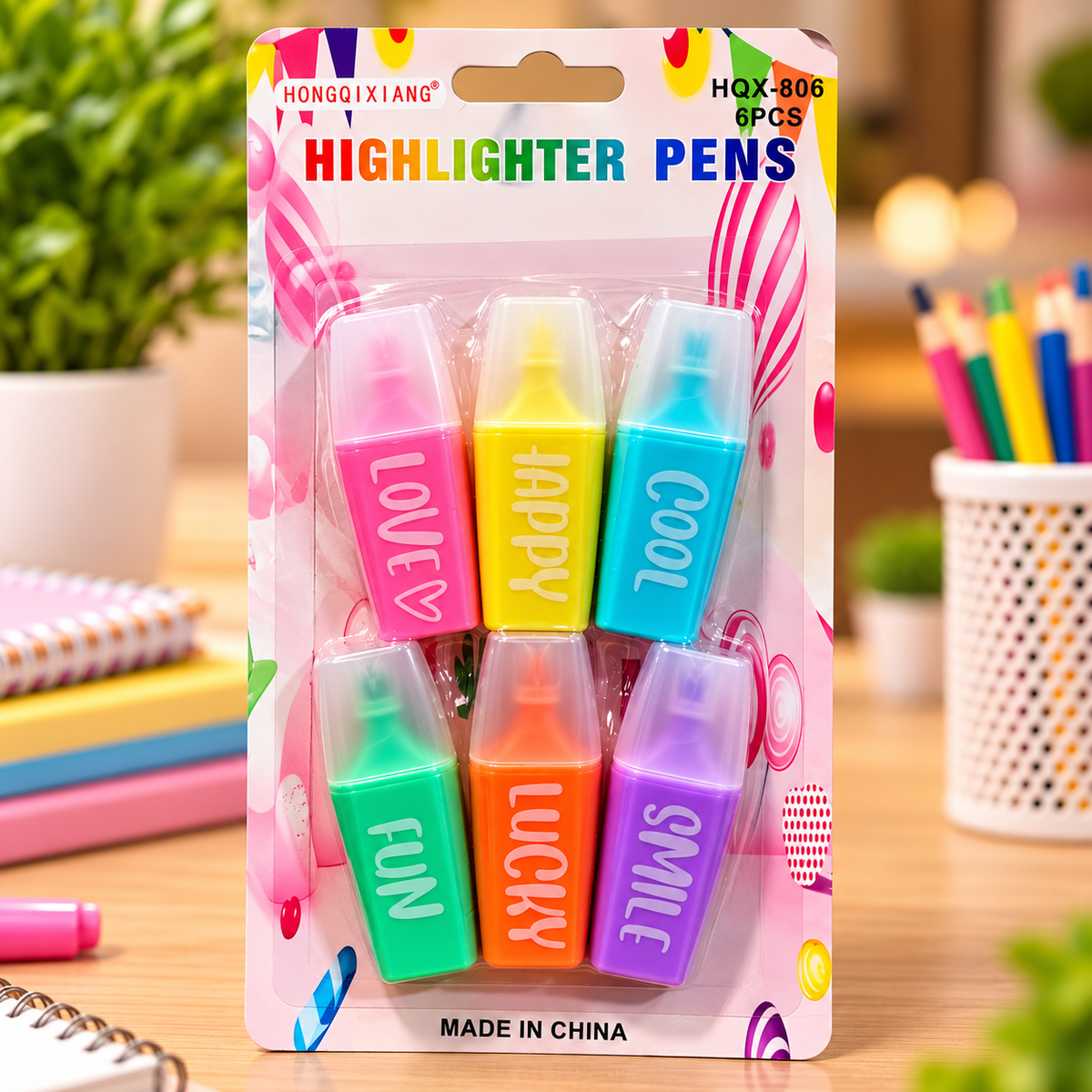 Cute Mini Highlighter Pens Set of 6 – Colourful Chisel Tip Markers for Students, School, Office, Journaling & Creative Stationery