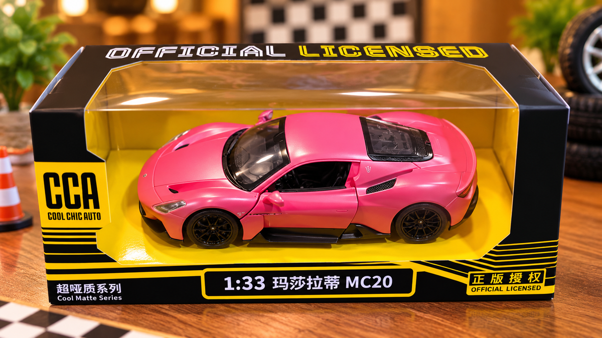 CCA Maserati MC20 1:33 Scale Die-Cast Toy Car – Pink | Official Licensed Supercar Collectible Model