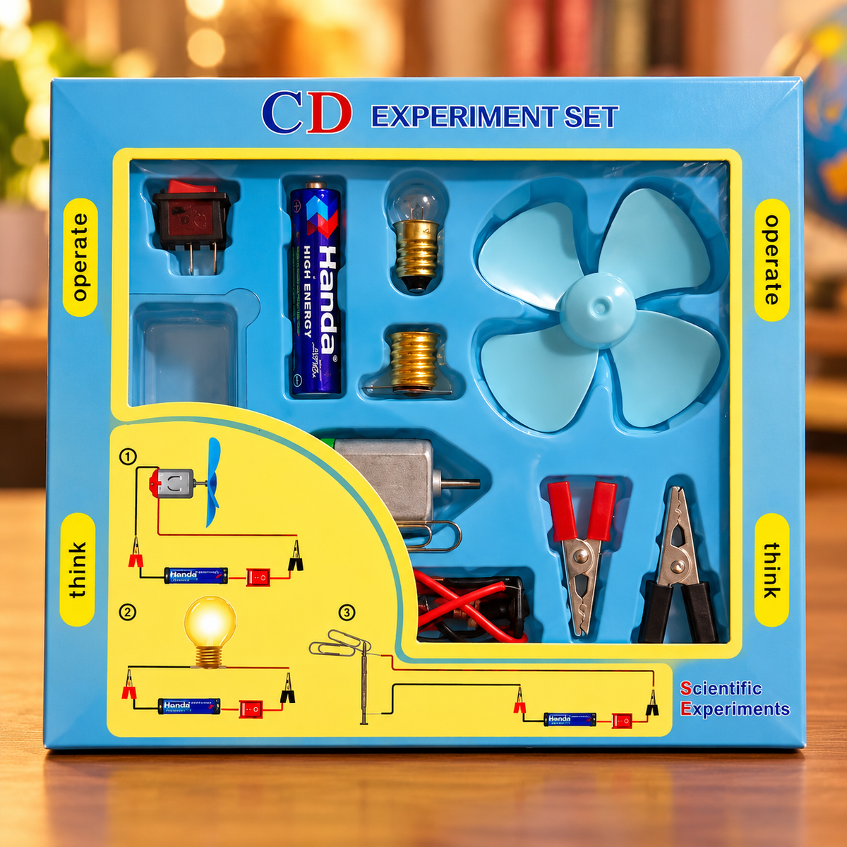 CD Science Experiment Set for Kids – DIY Electric Circuit Learning Kit with Motor, Fan & Bulb