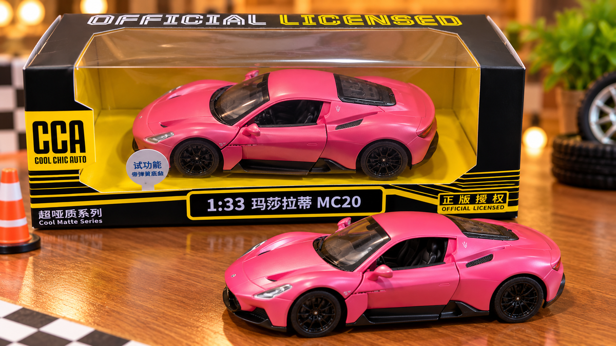 CCA Maserati MC20 1:33 Scale Die-Cast Toy Car – Pink | Official Licensed Supercar Collectible Model