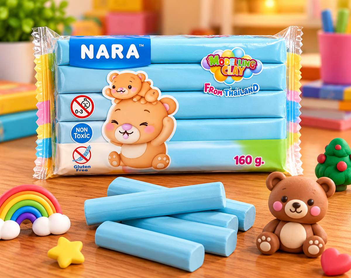 NARA Modeling Clay 160g – Non-Toxic, Gluten-Free Creative Art & Craft Clay for Kids | Assorted Colours