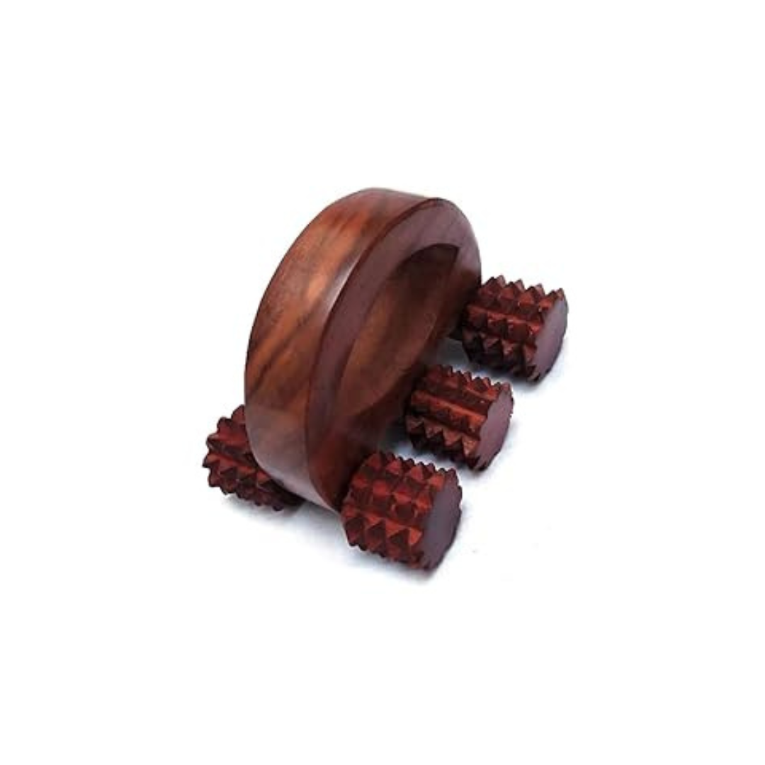 Wooden Foot Massager | 6 Roller Design | Acupressure Back & Hand Relief