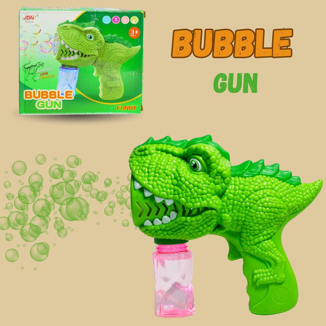 Dino Bubble Gun | Automatic Bubble Blower Toy with Lights & Music | Fun Outdoor Bubble Shooter for Kids