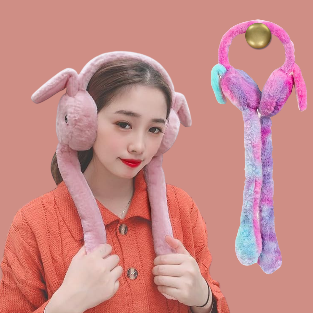 Cute Fluffy Moving Ears & Sound Ear Muffs for Kids and Teens – Cozy & Cute( Random Colors)