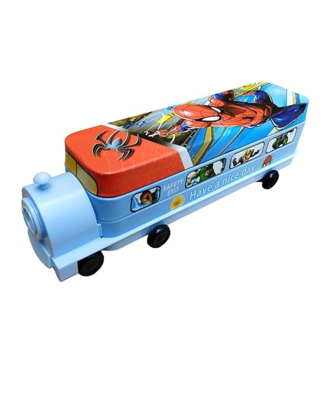 Train Shape Metal Pencil Box with Wheels – For Kids | KidsBestie