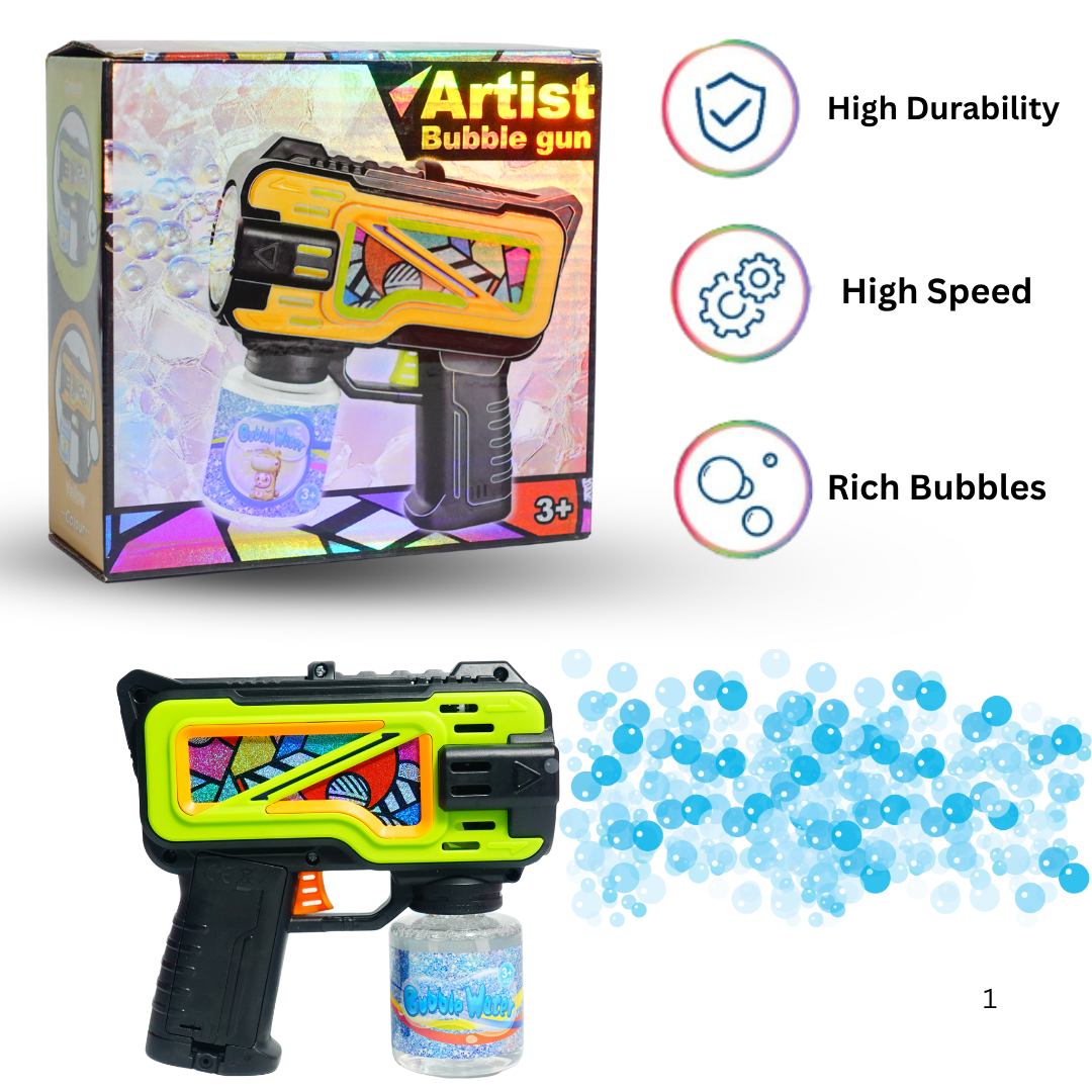 Artist Bubble Gun | Colorful Bubble Blower Toy with Lights & Music | Automatic Bubble Maker for Kids