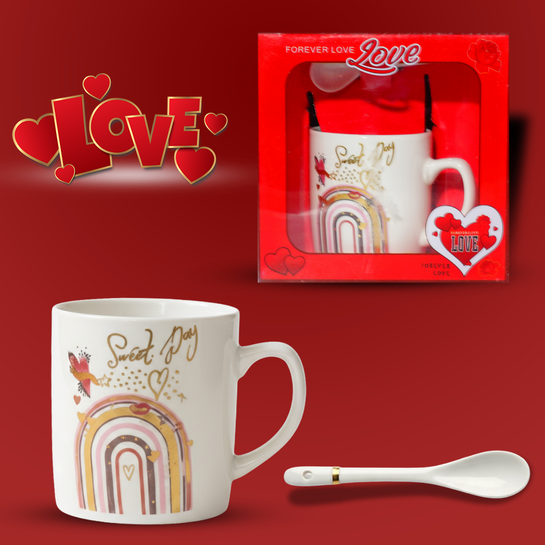 Forever Love – Sweet Day Coffee Cup with a Cute Spoon | Valentines day Gift