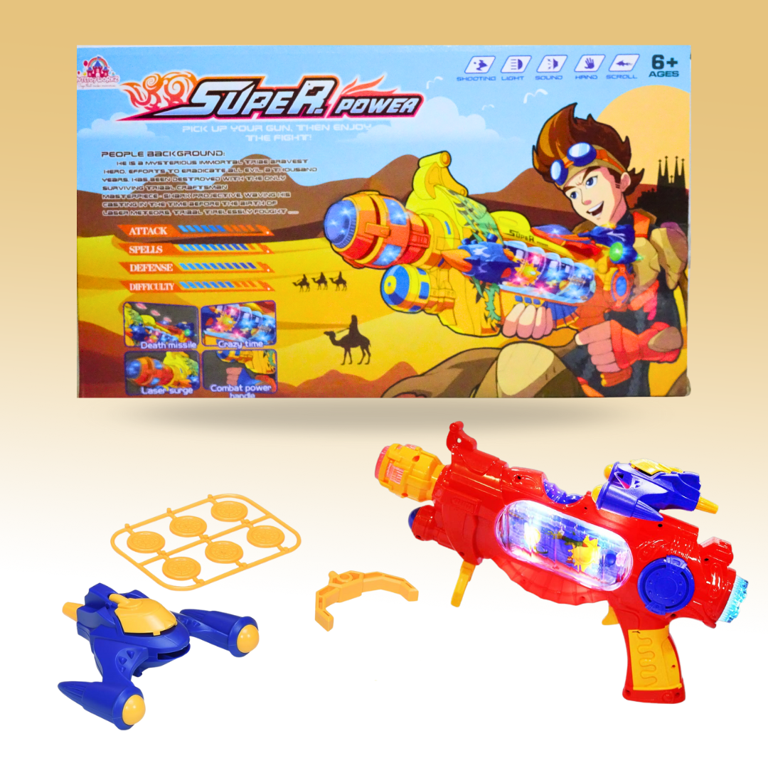 Blast into space with lights, sound & action Super Power Gun