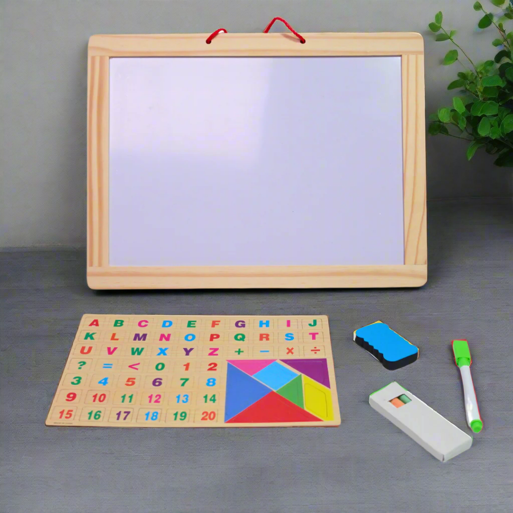 Kidsbestie-1 Double Sided Wooden Board Black Slate & White Board-Big