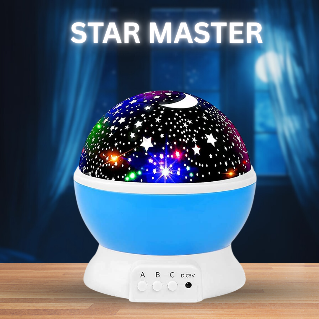 Star Master Galaxy Night Projector Lamp 360° Rotating Led Starry Light with Moon, Ocean Wave & Astronaut Effects Battery Operated