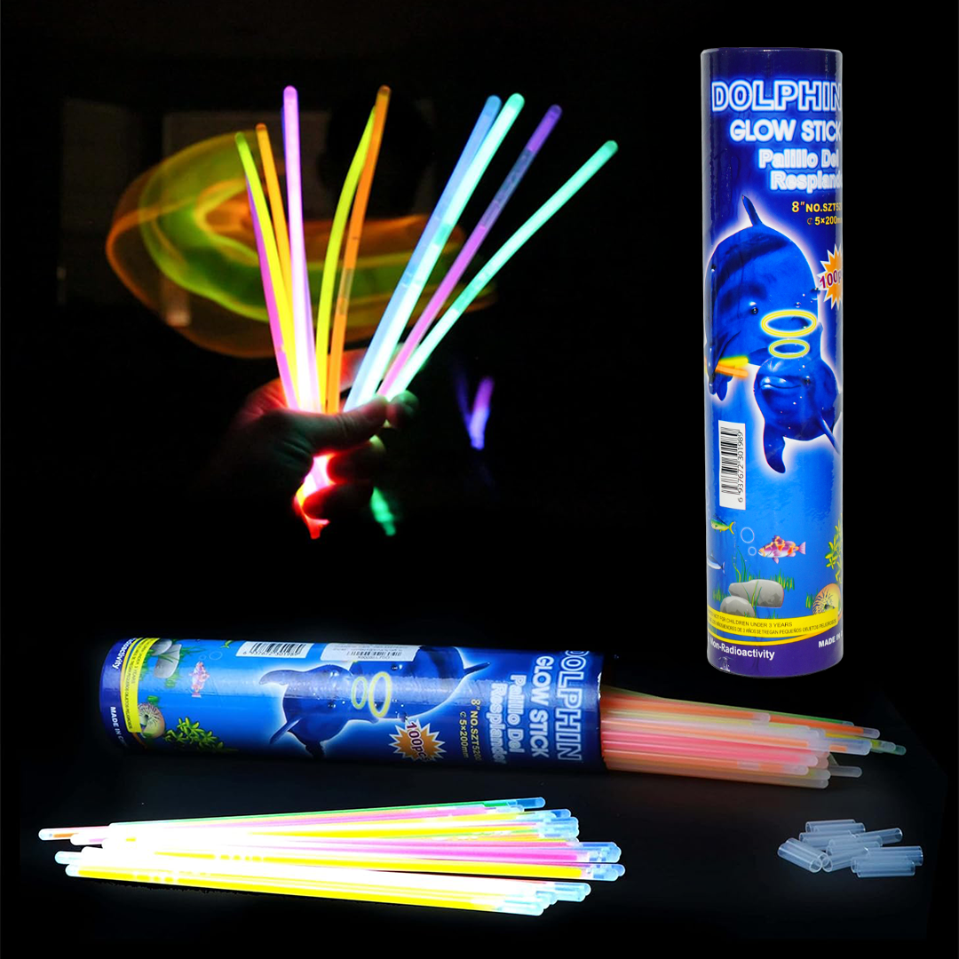 Glow Sticks for Kids & Adults | 100 Pcs Neon Glow Bands | Party, Birthday & Festival Glow-in-the-Dark Bracelets & Necklaces