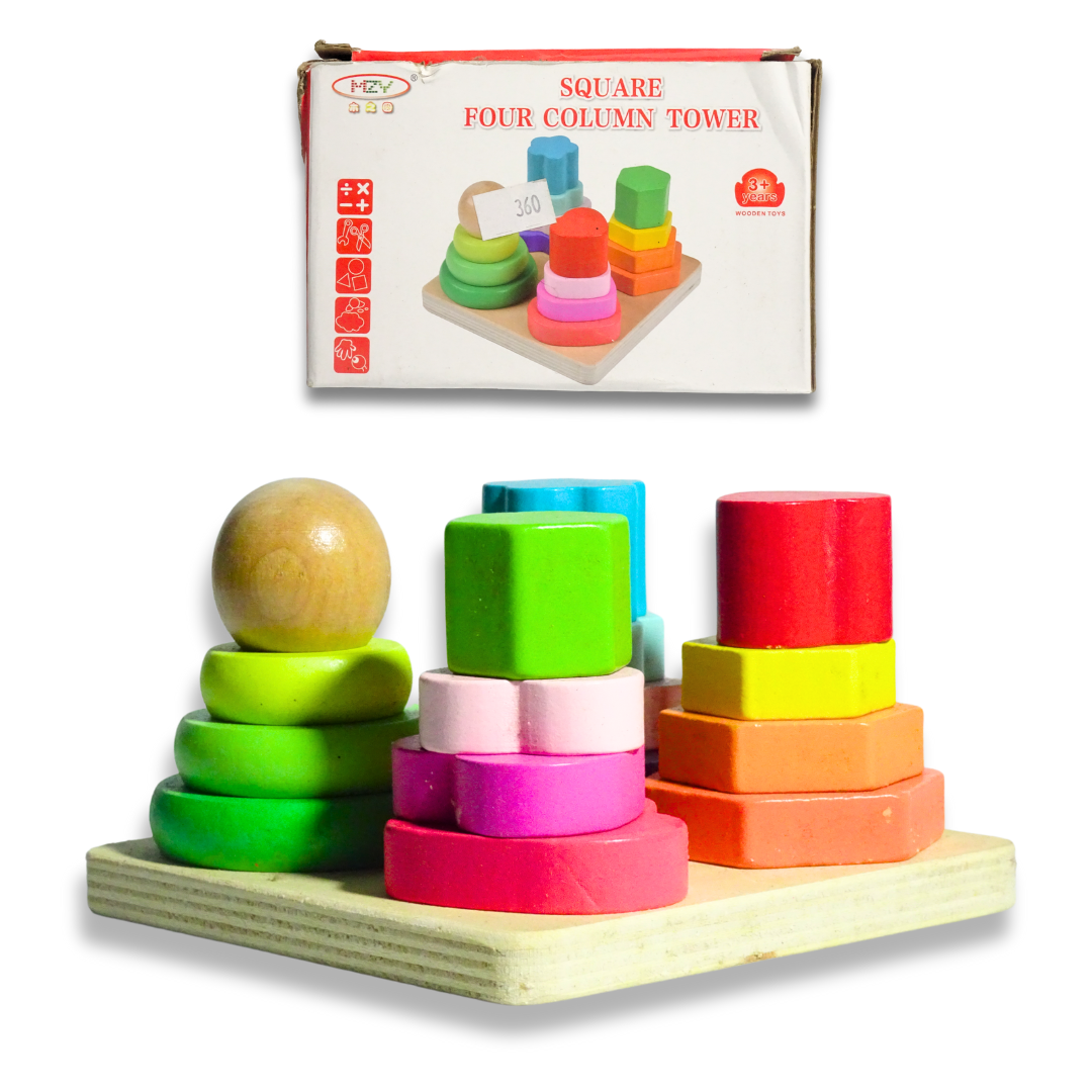 Square Four Column Tower – Stacking & Sorting Fun | KidsBestie