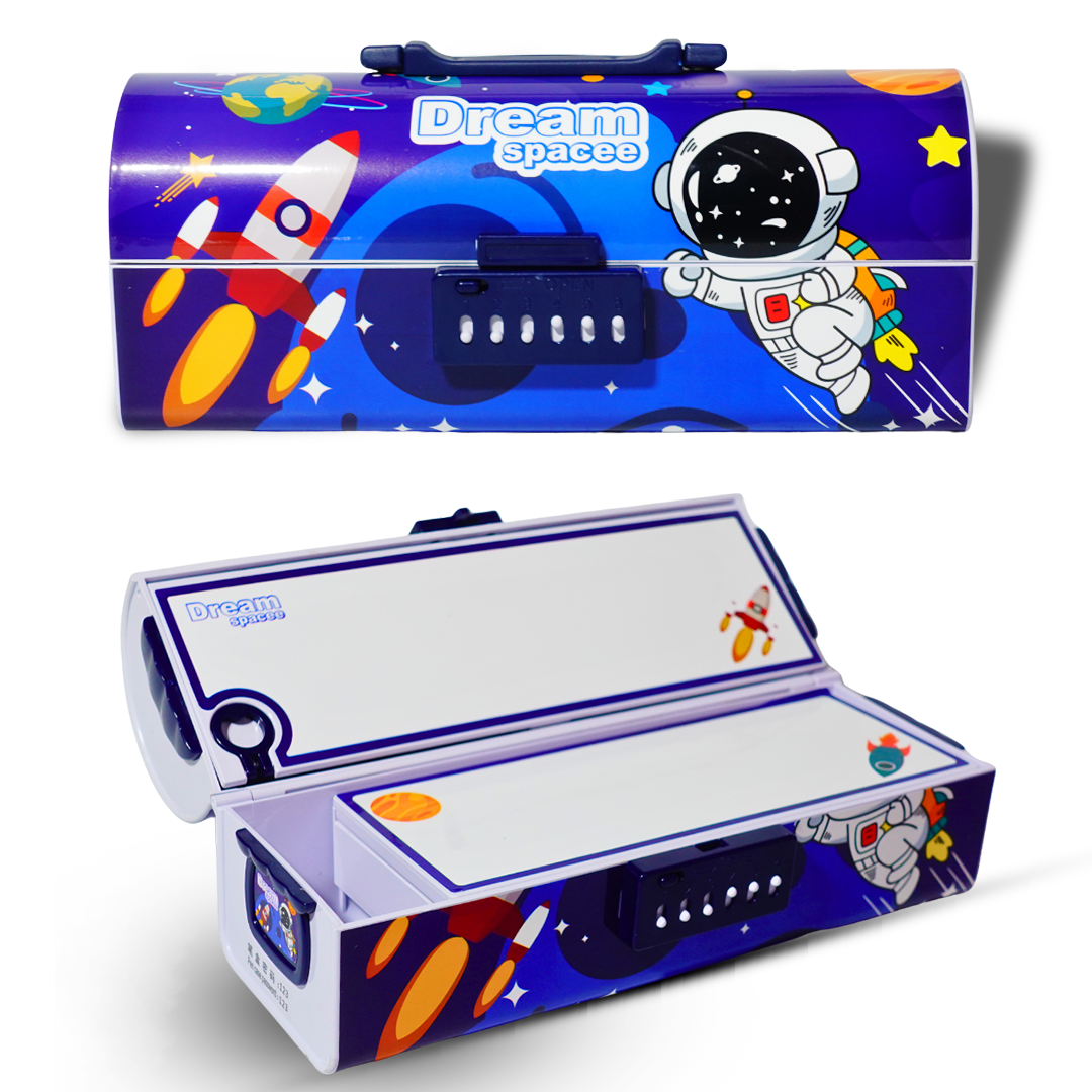 Astronaut Suitcase Style with Password Lock | Multi-Layer Stationery Organizer for Boys & Girls