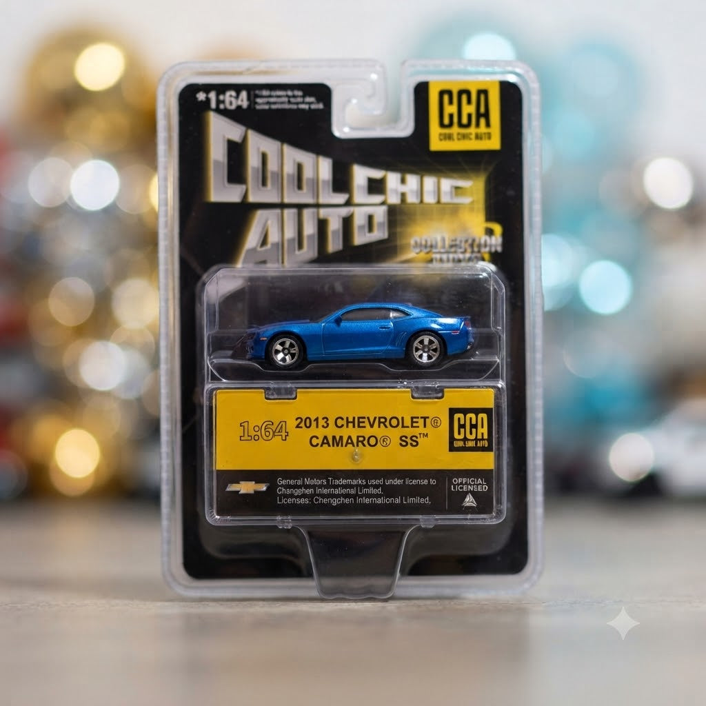 Cool Chic Auto (CCA) 1:64 Scale 2013 Chevrolet Camaro SS - Metallic Blue Collectible Die-Cast Model with Blister Packaging