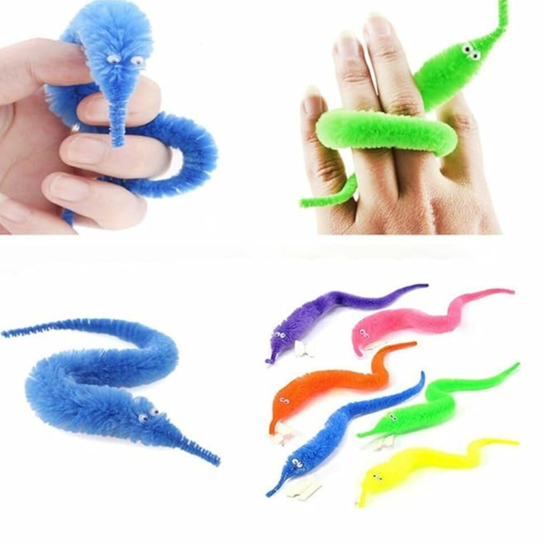 Kidsbestie-2024's Fuzzy Worm Toy for Kids, Worm on a String