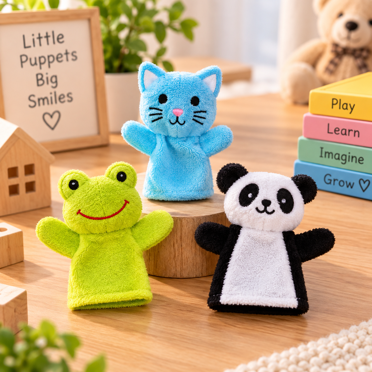 Animal Storytelling Hand Puppets for Kids – Soft Plush Puppet Toys for Role Play, Story Time & Imaginative Learning – Random Animal Design