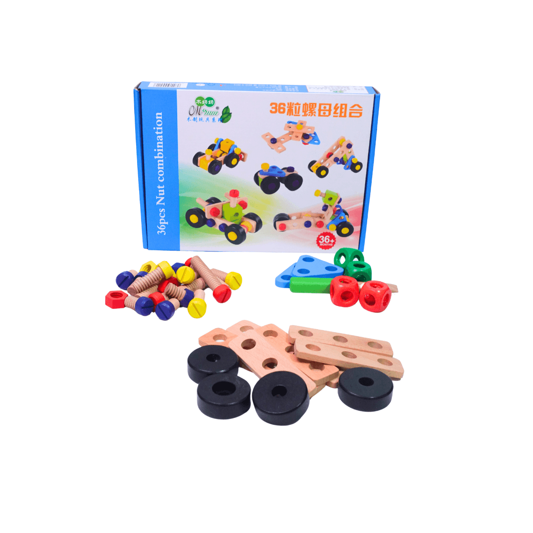 36 Pieces Nut Combination Construction Toy for Kids Age 3+ - Kids Bestie