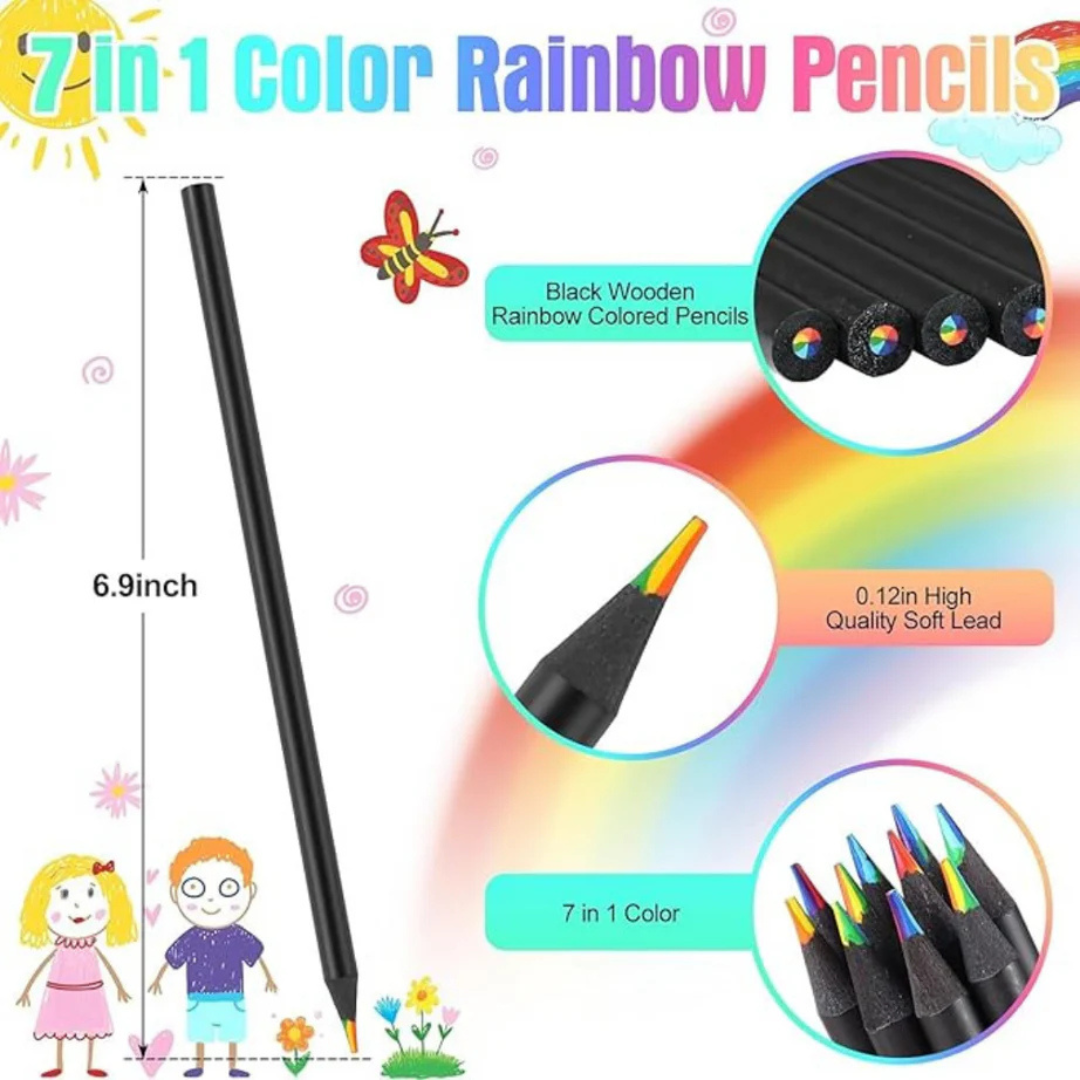 Combo of 11 - Kids Pencil box, erasable pen, unicorn eraser, rainbow pencil etc.