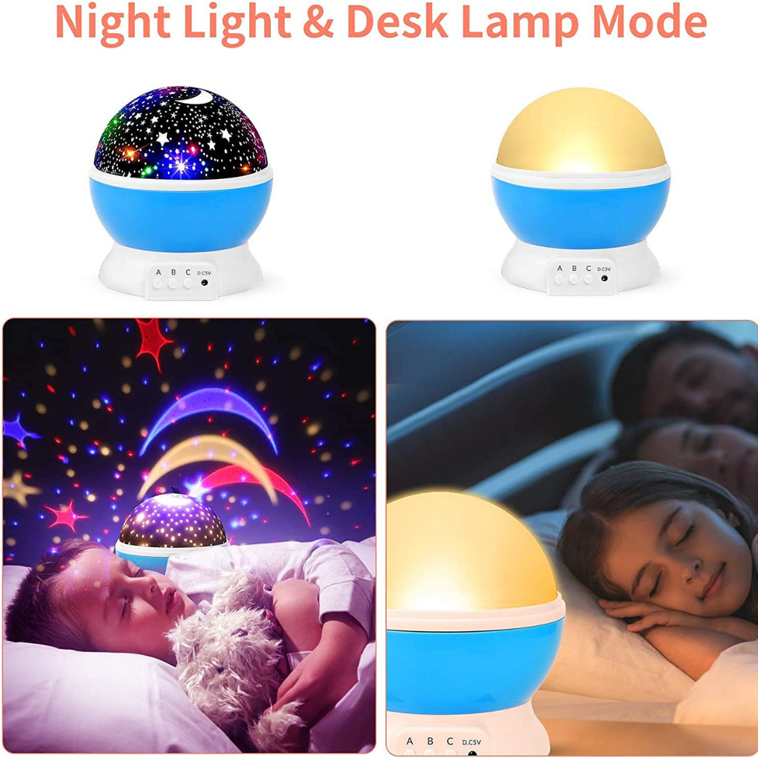 Star Master Galaxy Night Projector Lamp 360° Rotating Led Starry Light with Moon, Ocean Wave & Astronaut Effects Battery Operated