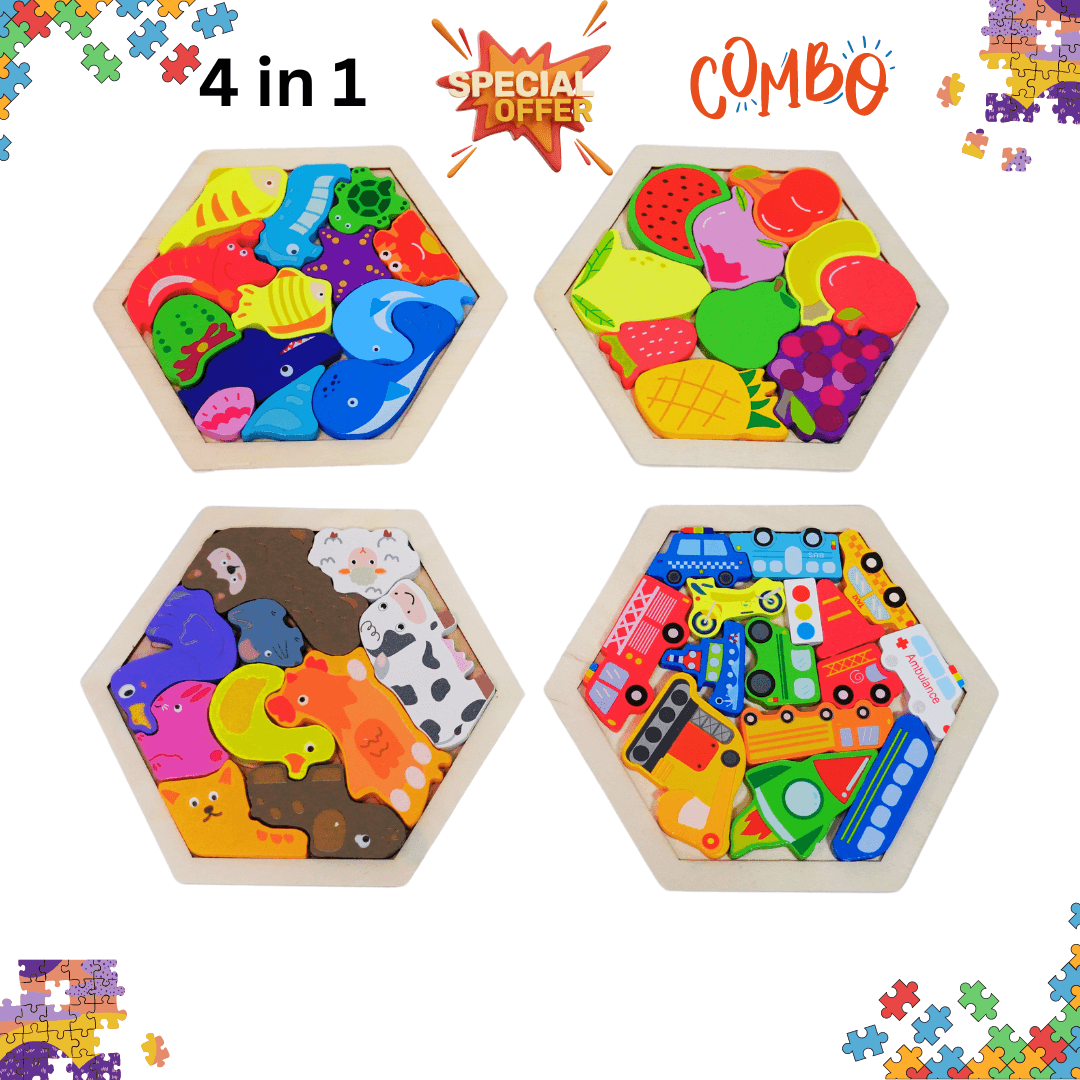 4 in 1 Best Combo of 4 Puzzles (Random design will be send) - Kids Bestie
