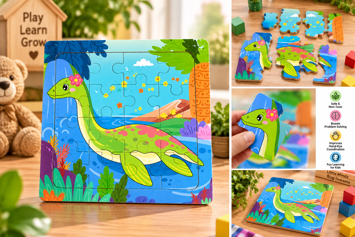Kids Wooden Train Jigsaw Puzzle – Educational Learning Puzzle for Kids | Colorful Problem-Solving & Brain Development Toy