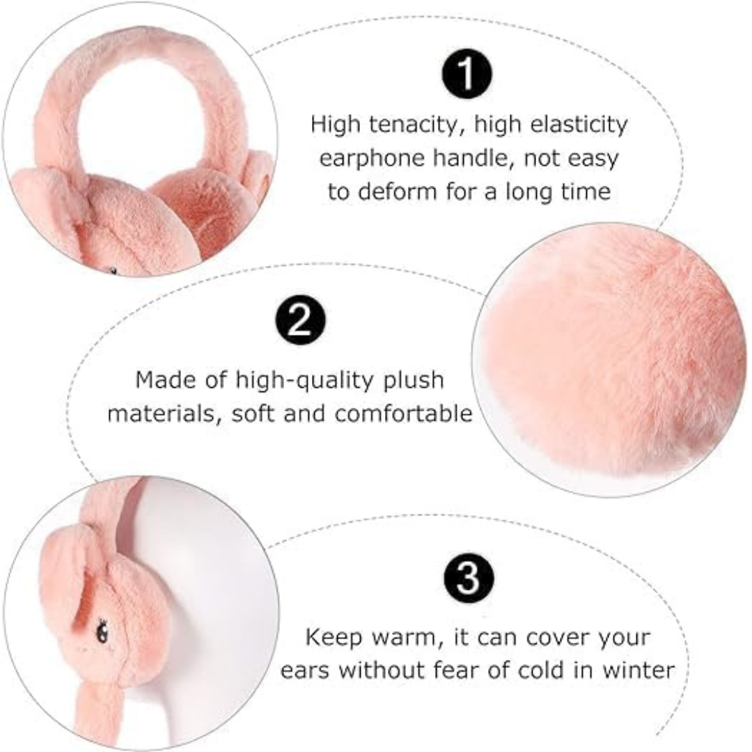 Cute Fluffy Moving Ears & Sound Ear Muffs for Kids and Teens – Cozy & Cute( Random Colors)