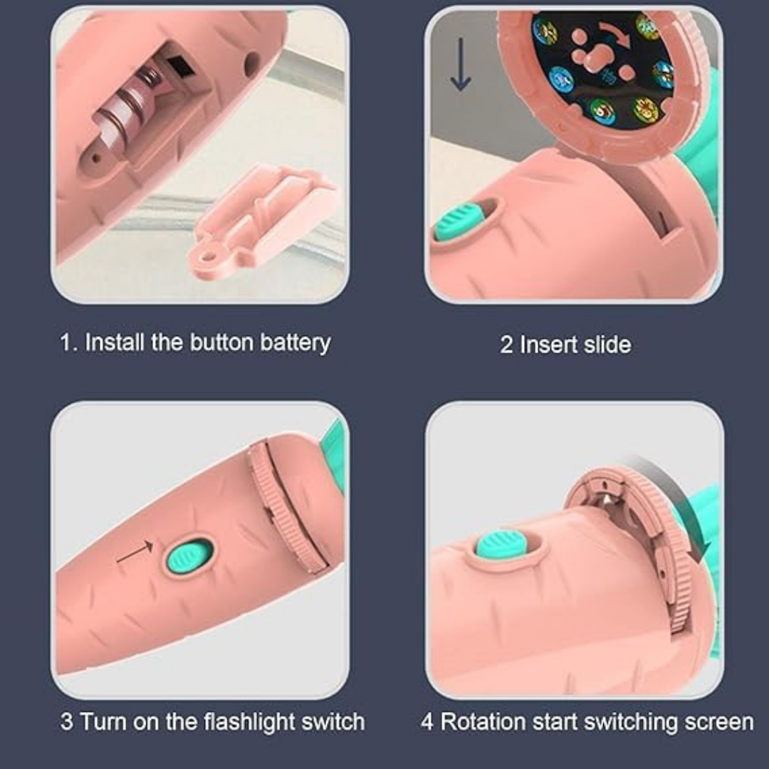 2-in-1 Carrot Projector & Flashlight for Kids with 24 Slides