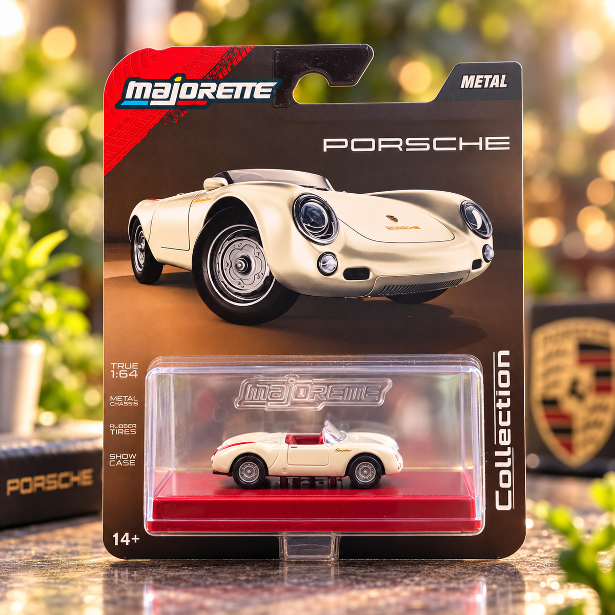 Majorette 1955 Porsche 550 Spyder Die-Cast Collectible Car – Metal Chassis, Rubber Tyres & Display Case