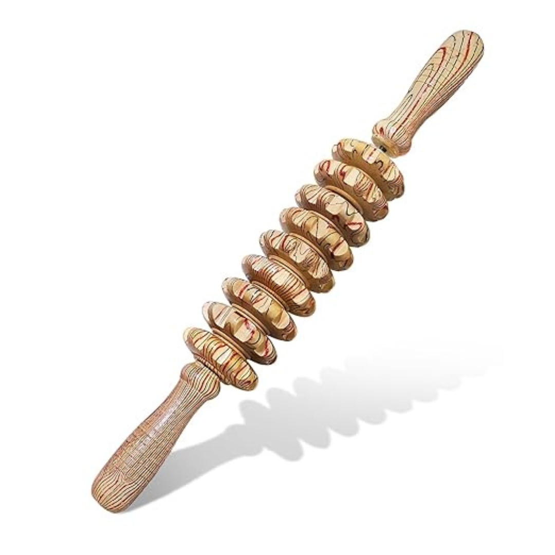 Gear Design 360° Rotation Wooden Massager Stick