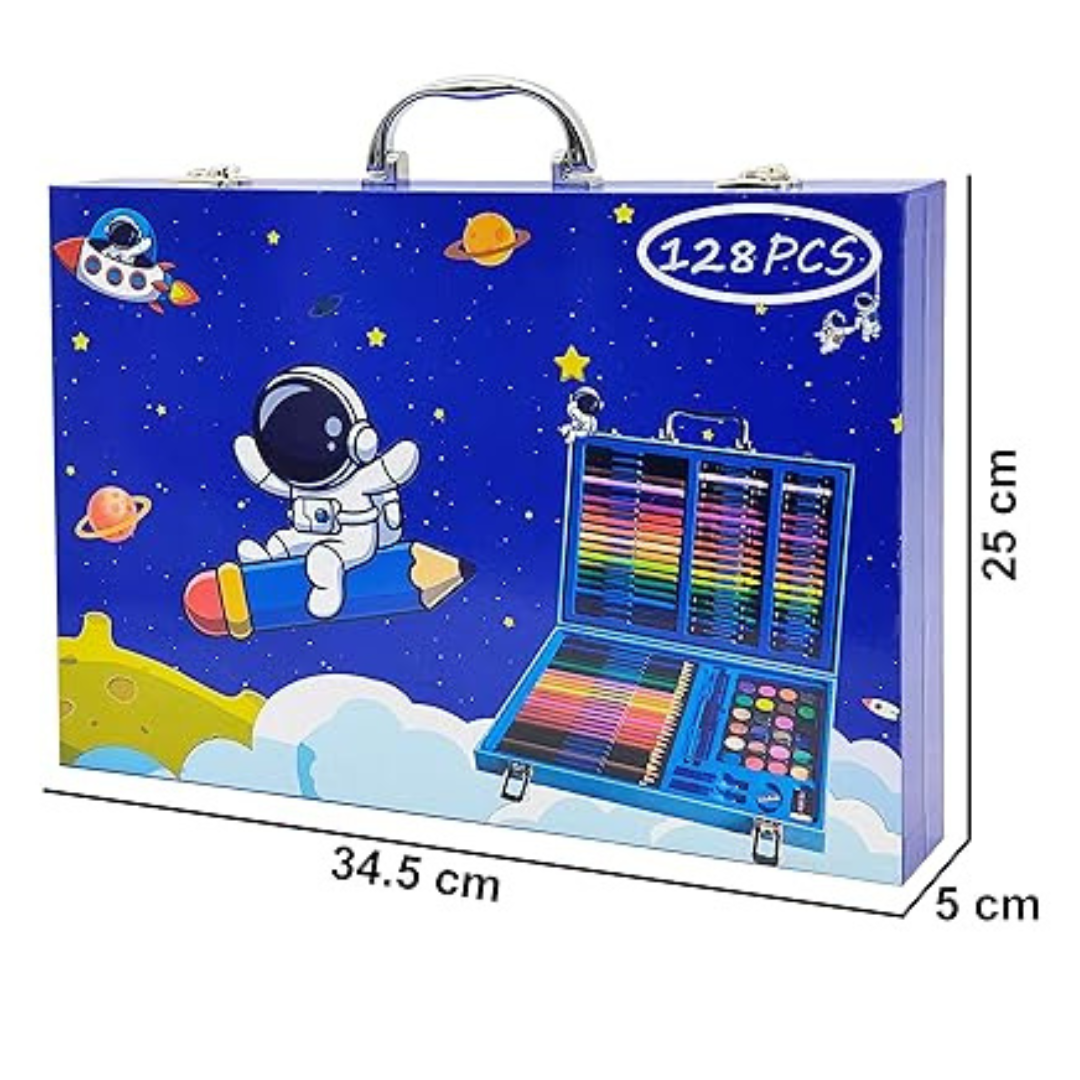 128 Pcs Space Theme Drawing & Painting Kit | Complete Art Set for Kids
