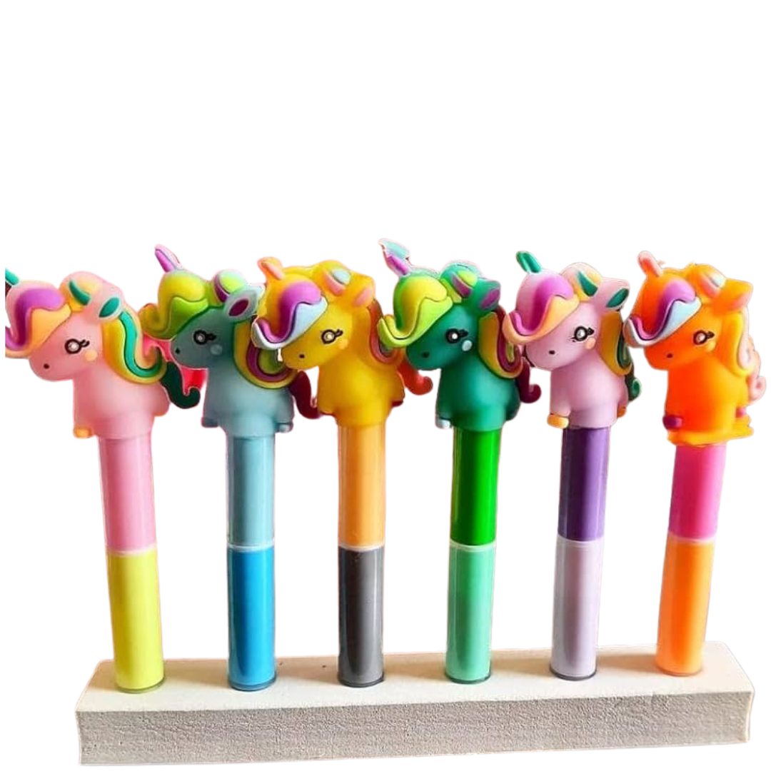 Double-Sided Unicorn Highlighters – 6 Pens, 12 Colours