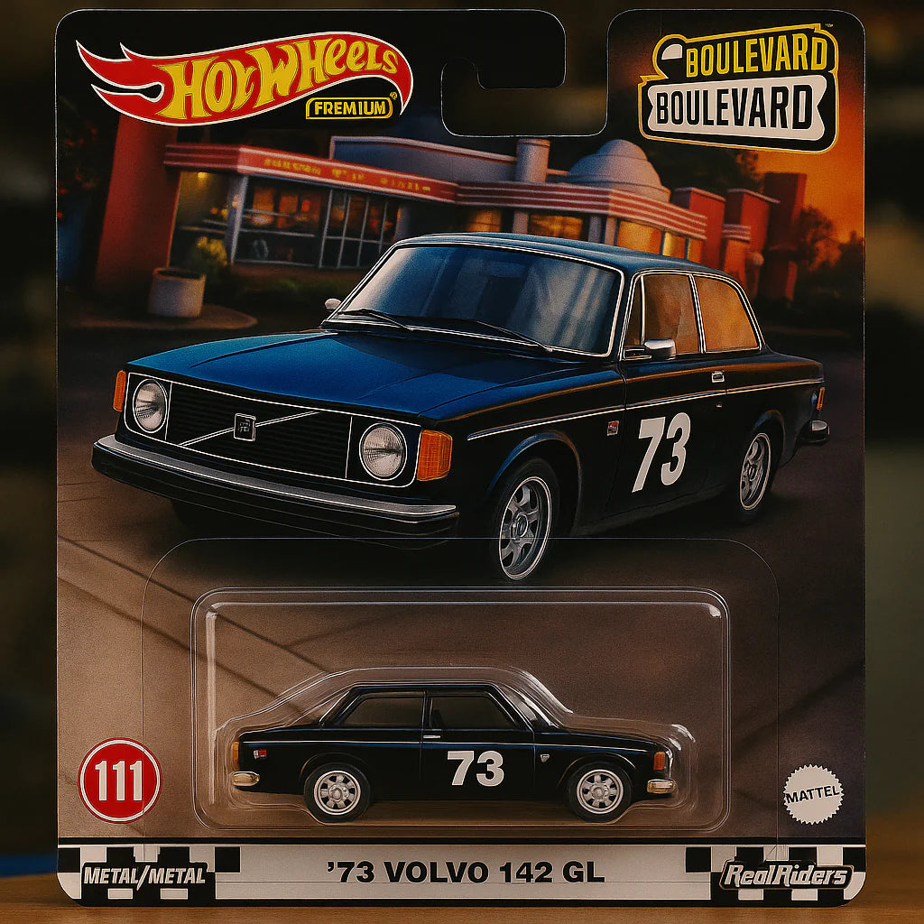 🔥 Hot Wheels Premium ’73 Volvo 142 GL – Boulevard #111 | Black | Metal/Metal | Real Riders