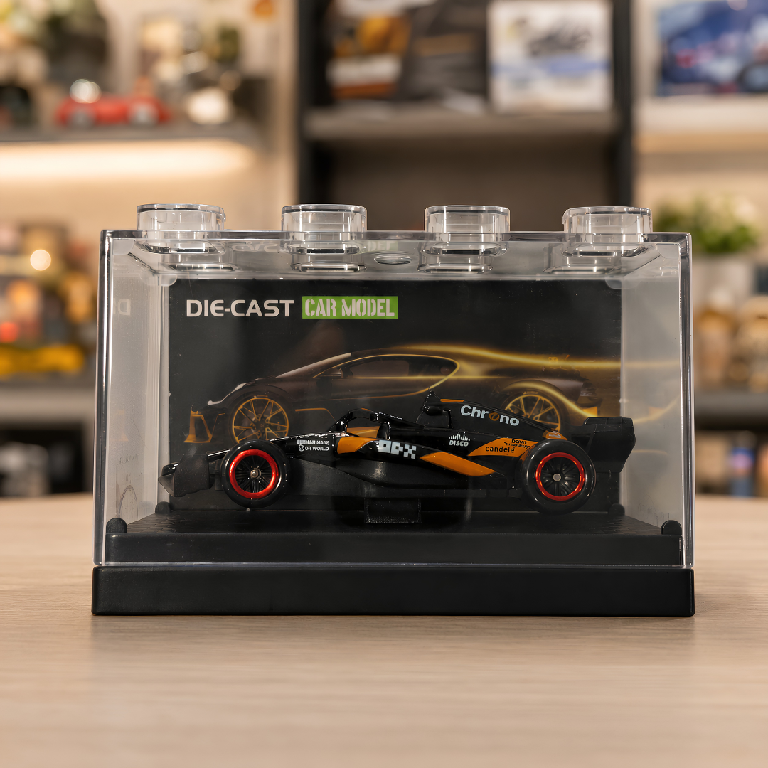 Black and orange livery of McLaren Formula 1 race car