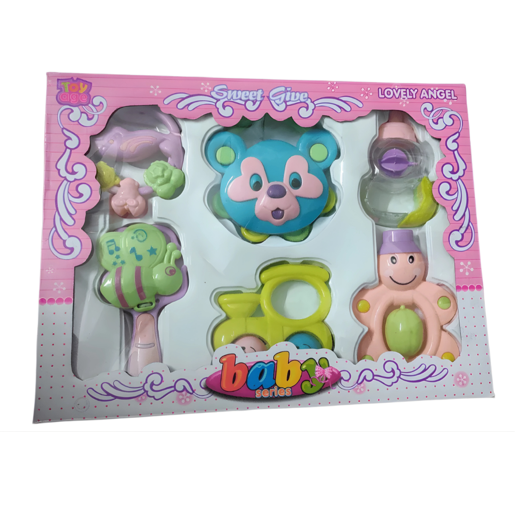 👶 Baby Rattle Toy Set – 6 Pcs Colorful Infant Rattles for Sensory Play 🎶 With Random Colors