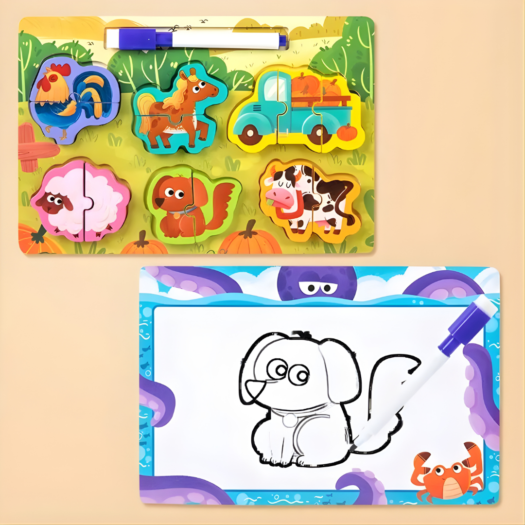 🧩✨ My First Chunky Puzzle Set – 2 Piece Puzzle with Board for Toddlers ✨🧩 With Random Design