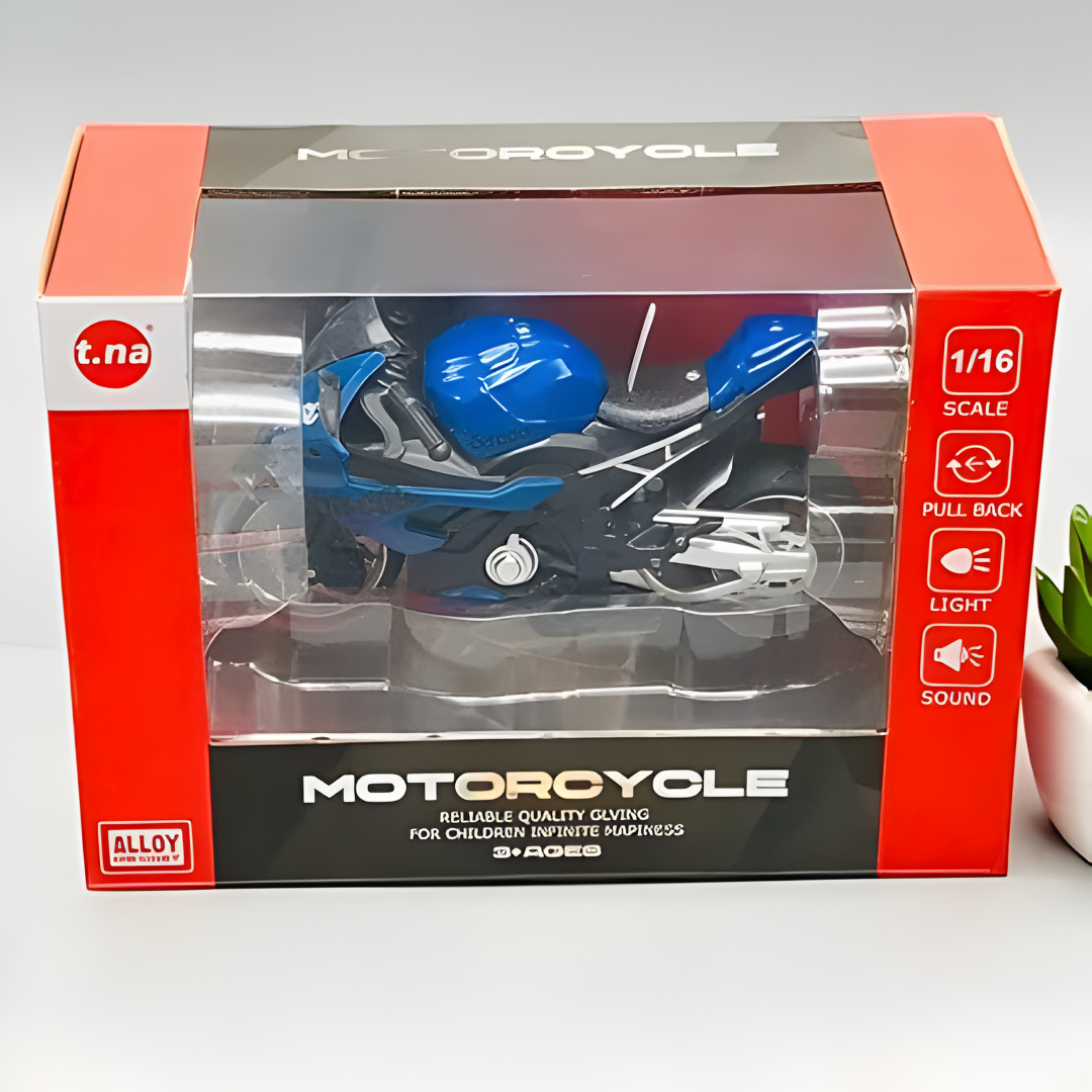 🏍️ Super Sport Bike Alloy Model Set – Light & Sound Action Toy for Kids 🚦 With Random Colors