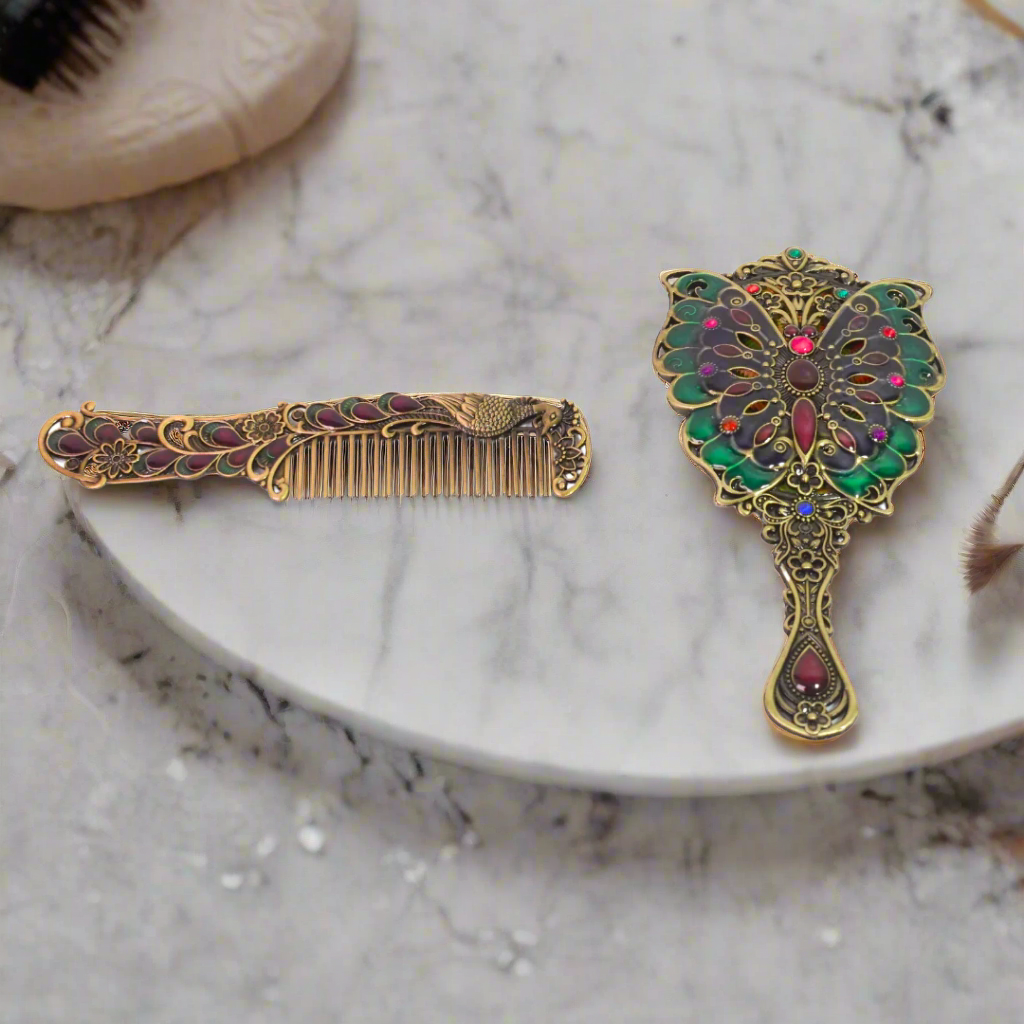 Kidsbestie-Hand Mirror and Comb Set for Stylish Haircare and Grooming