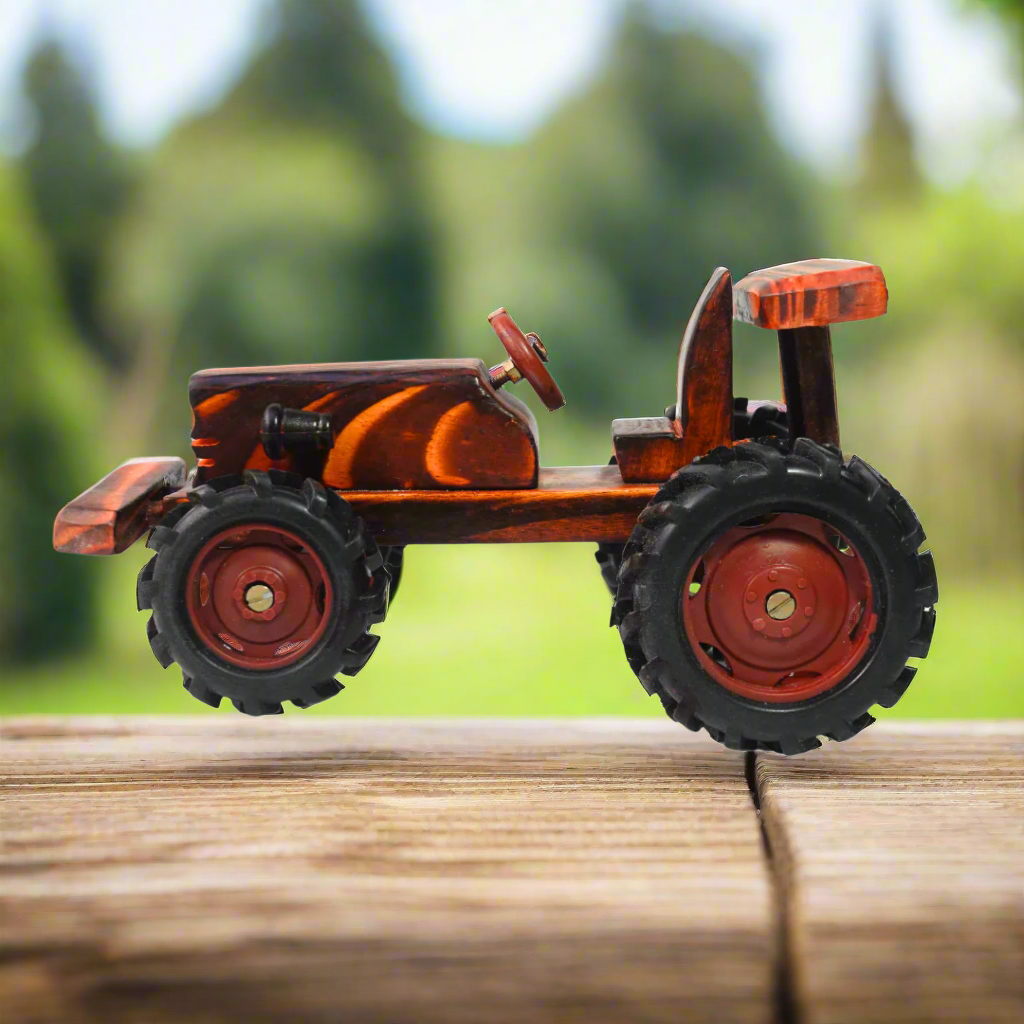 Kidsbestie-Handmade Wooden Movable Tractor Toy for Kids