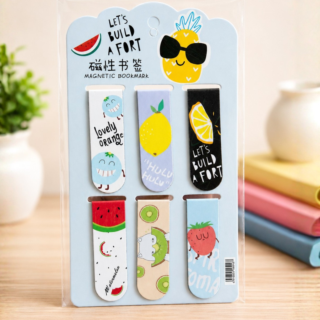 Magnetic Bookmark Set – Fruit Theme – 6 Piece Bookmark Collection