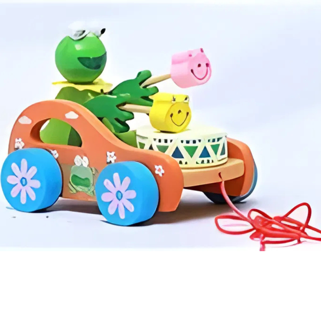🐸 Pull-Along Wooden Frog Toy – Fun Walking Companion for Kids 🧸