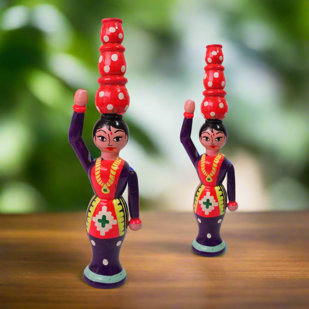 Kidsbestie-Pot Carrying Lady Wooden Toy for Kids-1 Piece