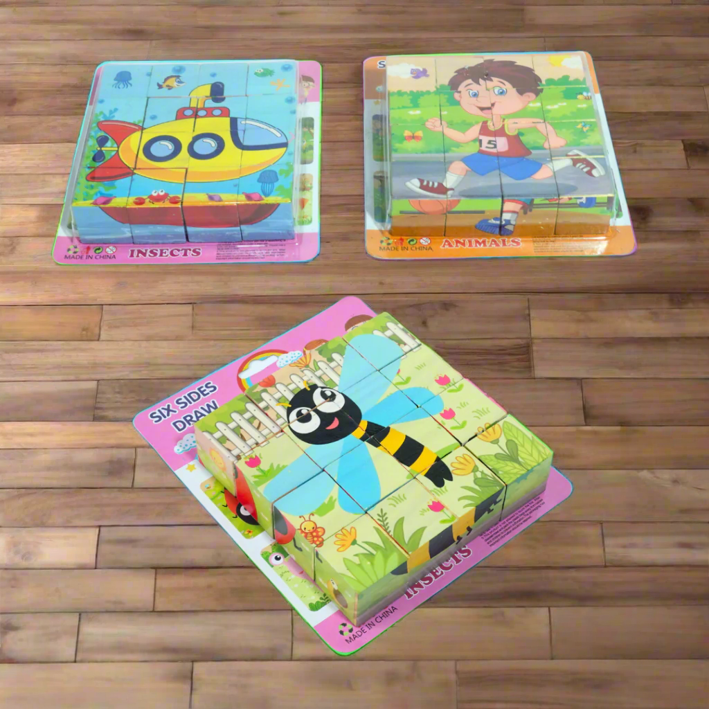 Kidsbestie-Six Sides Draw, 3D Wooden Puzzle for Kids