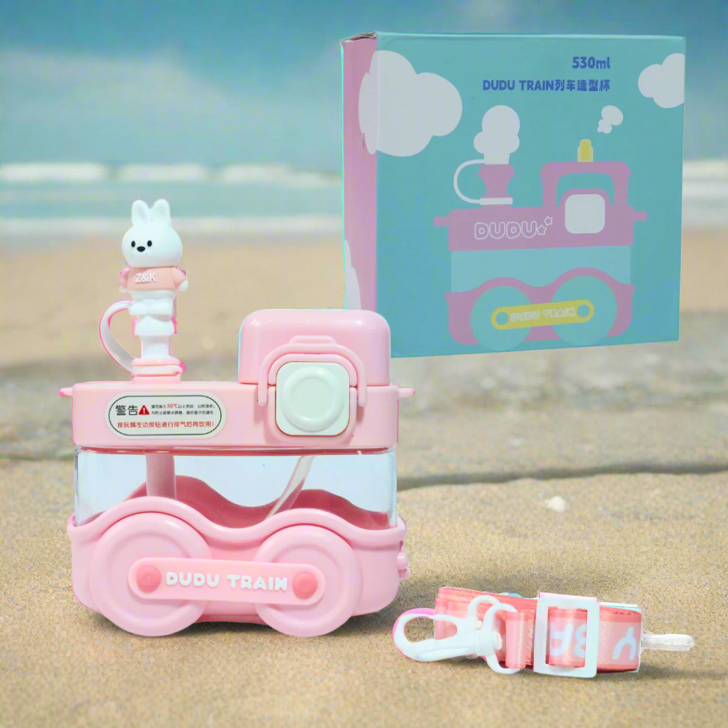 Kidsbestie-Train Sipper Water Bottle with Strap for Kids